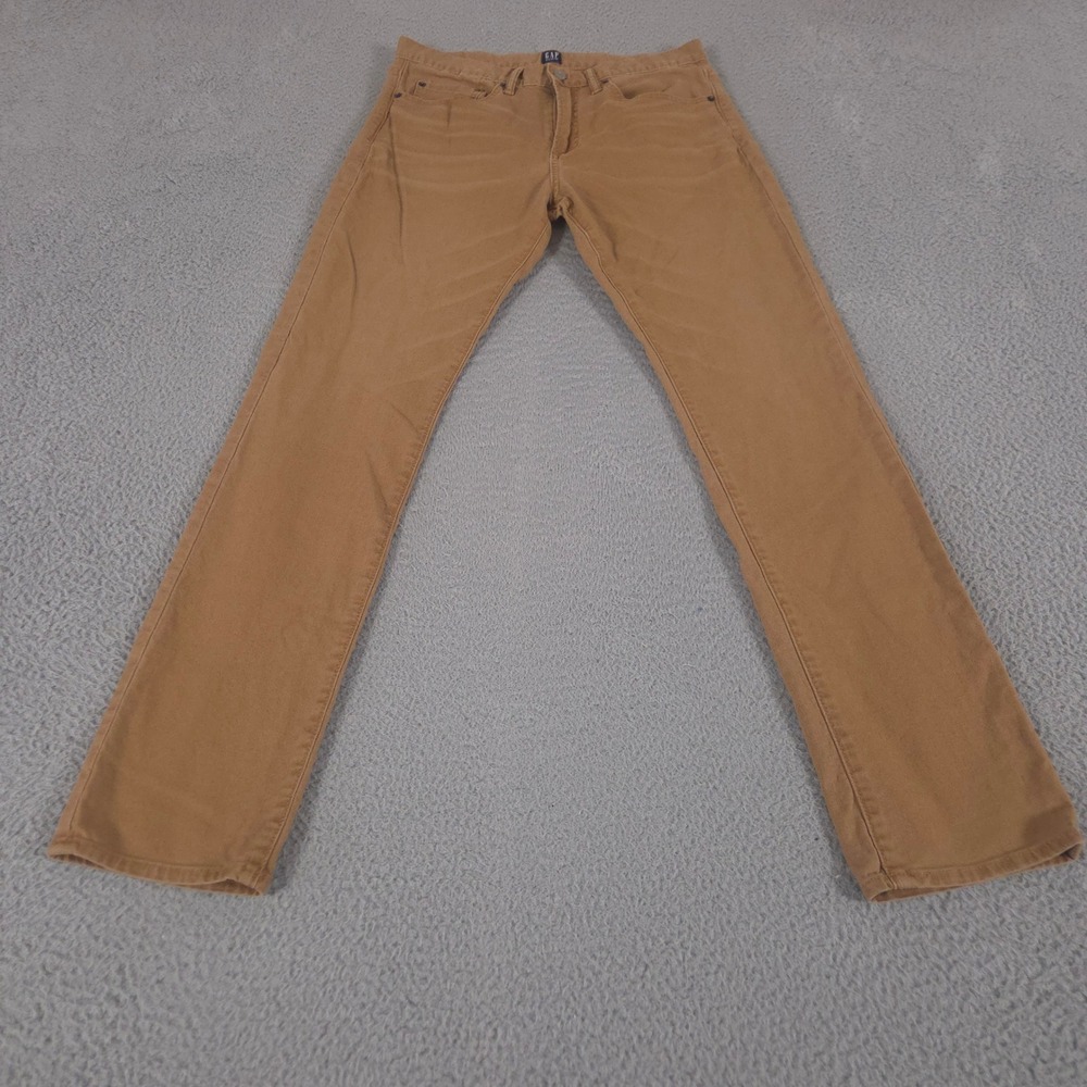 Gap Pants Mens 31x32 Brown Slim‎ Lightweight Canvas Worker Straight Leg Stretch